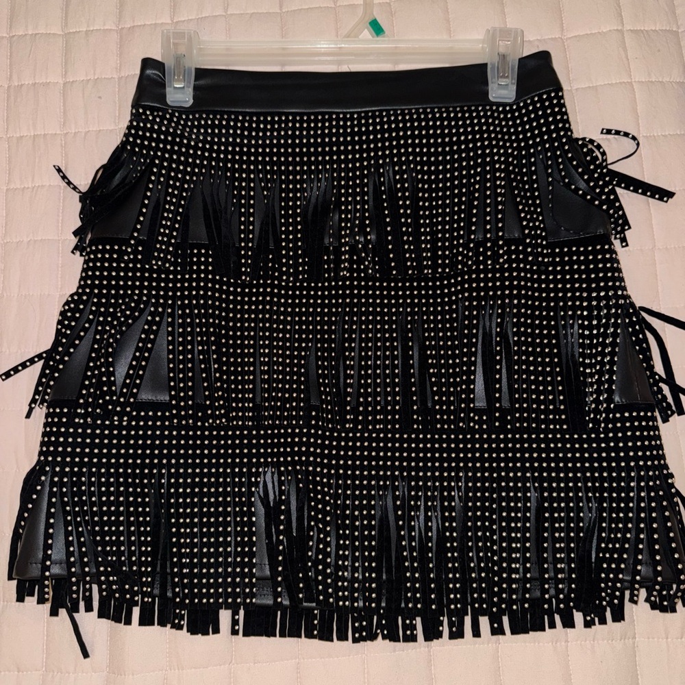 Sincerely Jules Black Embellished Ruffled Mini Skirt